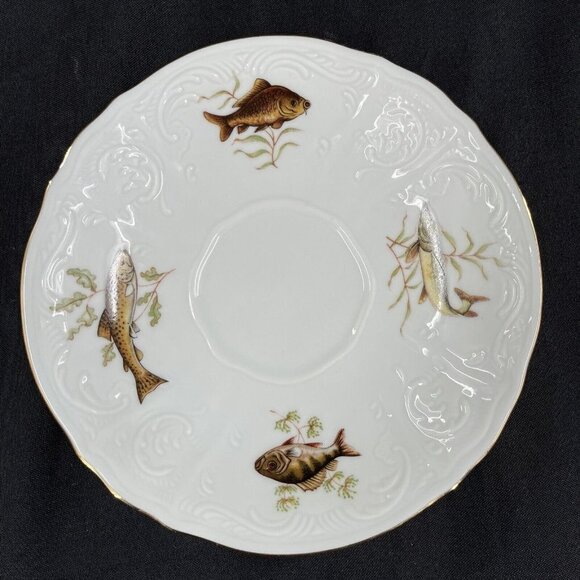 Bernadotte Fine China Tea Coffee Cup and Saucer Set Czech Republic Fish Wildlife - Picture 2 of 8